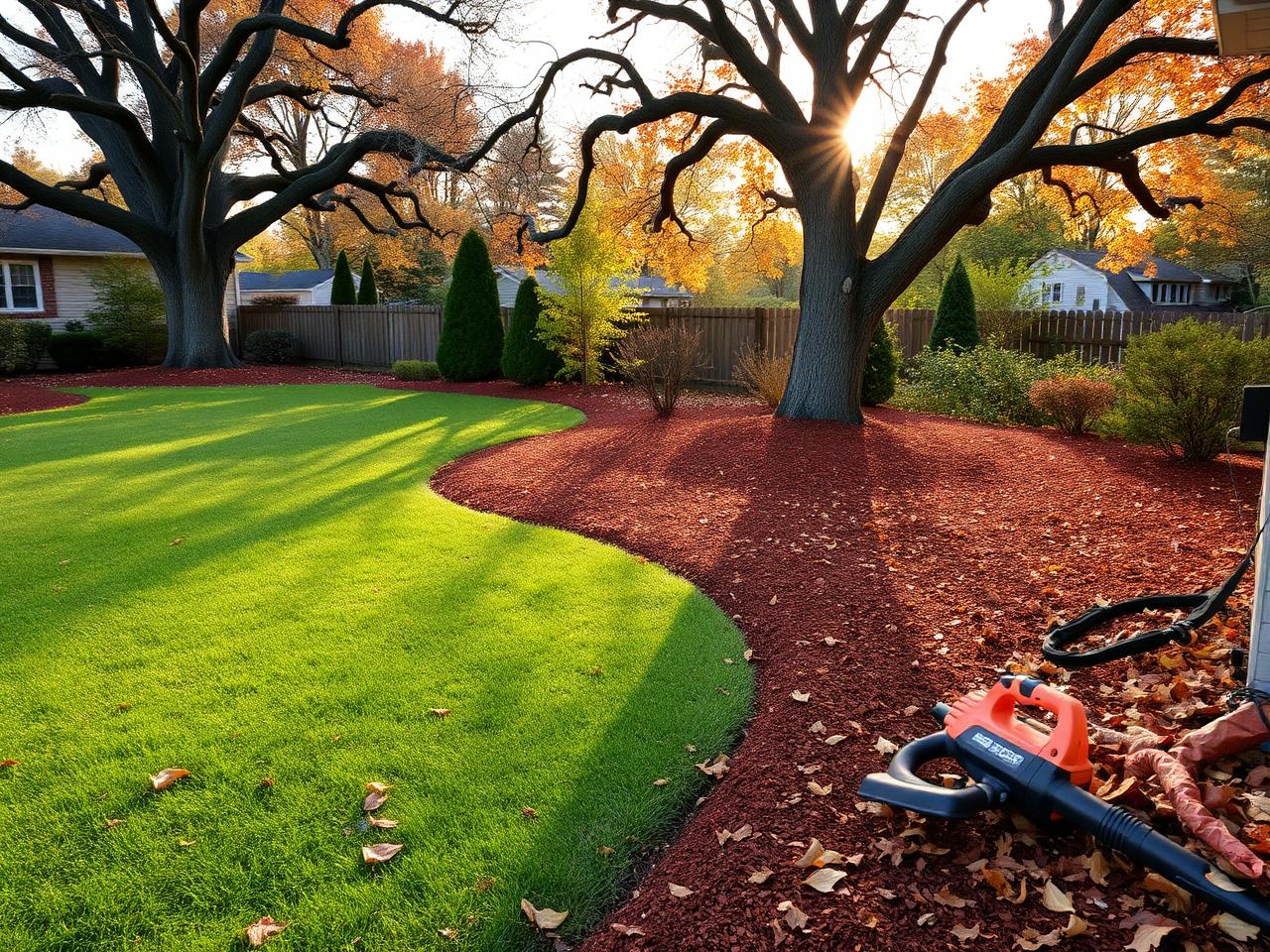 Leaf and debris cleanup on a Toms River, New Jersey property